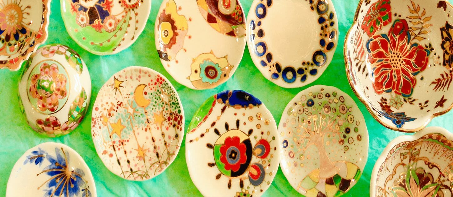 タイ王国　18世紀　ベンチャロン古赤絵　台皿5客　トヒニ　東さ6-0805☆2F タイ王国 18世紀 ベンチャロン古赤絵 台皿5客 トヒニ 東さ6-0805